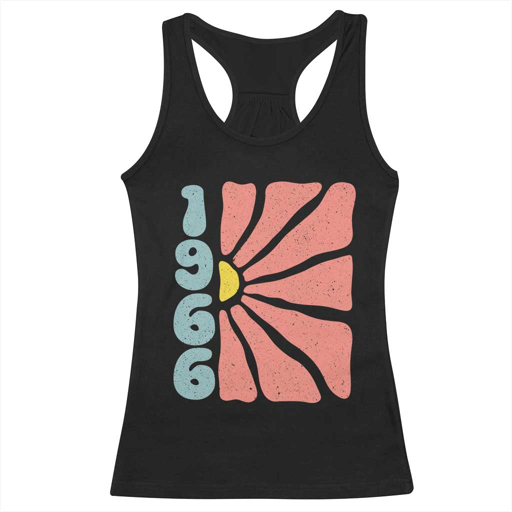 60th Birthday Racerback Tank Top Vintage 1966 Boho Flowers 60 Years Old Birthday TS11 Black Print Your Wear