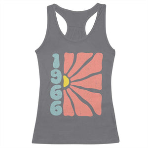 60th Birthday Racerback Tank Top Vintage 1966 Boho Flowers 60 Years Old Birthday TS11 Charcoal Print Your Wear
