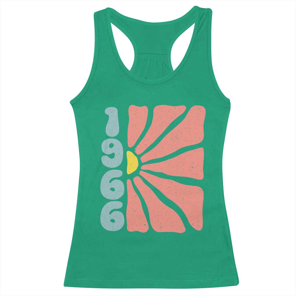 60th Birthday Racerback Tank Top Vintage 1966 Boho Flowers 60 Years Old Birthday TS11 Irish Green Print Your Wear