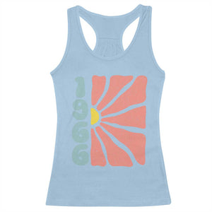 60th Birthday Racerback Tank Top Vintage 1966 Boho Flowers 60 Years Old Birthday TS11 Light Blue Print Your Wear