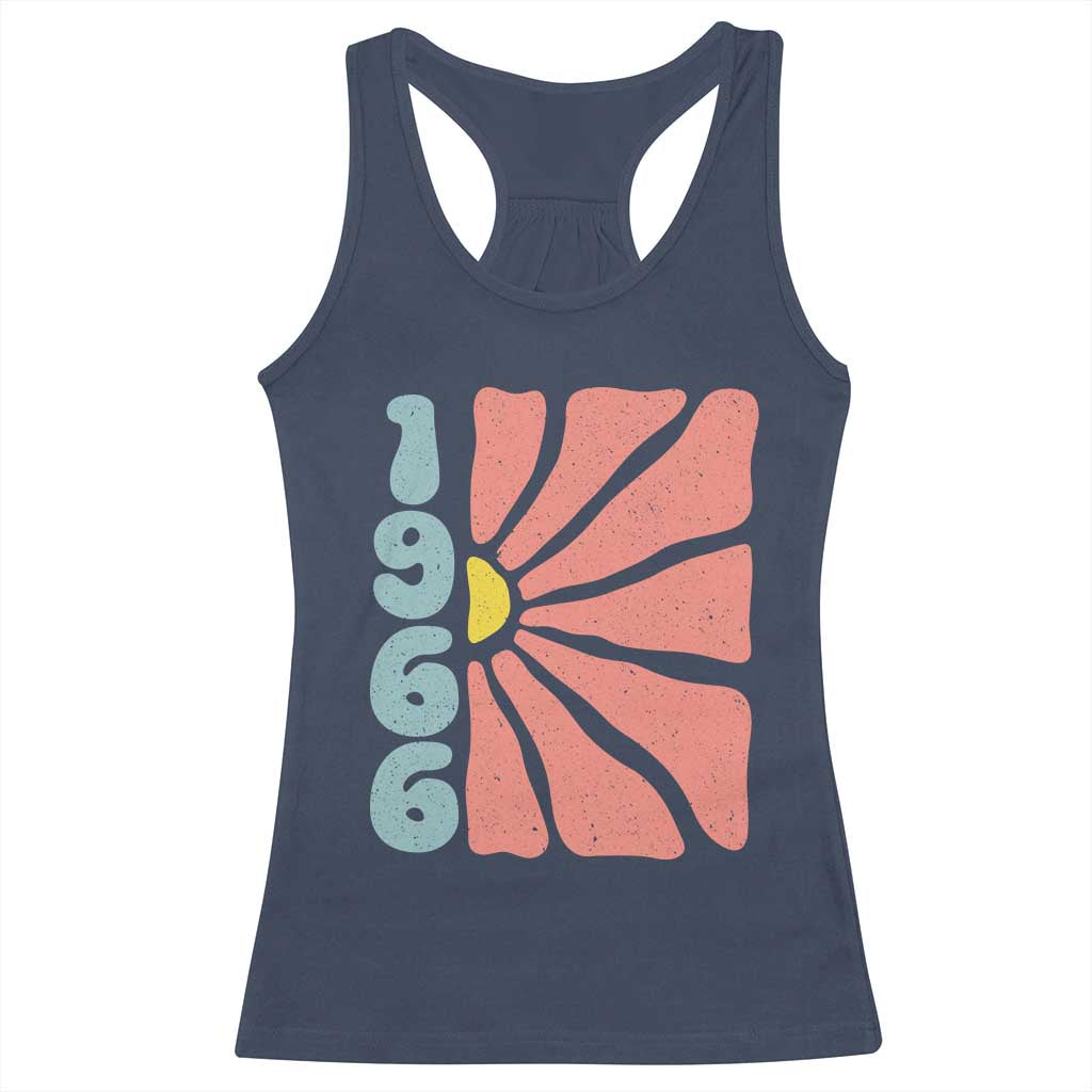 60th Birthday Racerback Tank Top Vintage 1966 Boho Flowers 60 Years Old Birthday TS11 Navy Print Your Wear