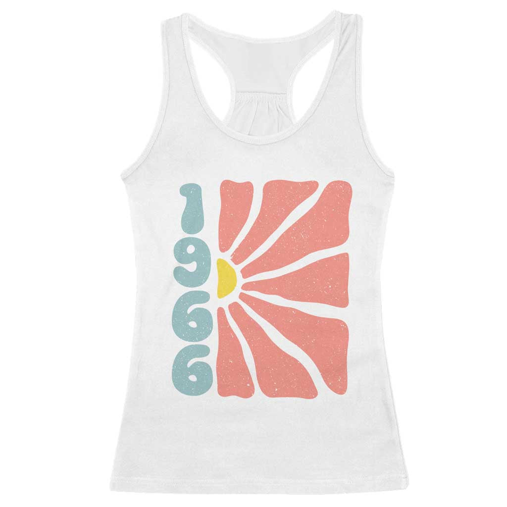 60th Birthday Racerback Tank Top Vintage 1966 Boho Flowers 60 Years Old Birthday TS11 White Print Your Wear