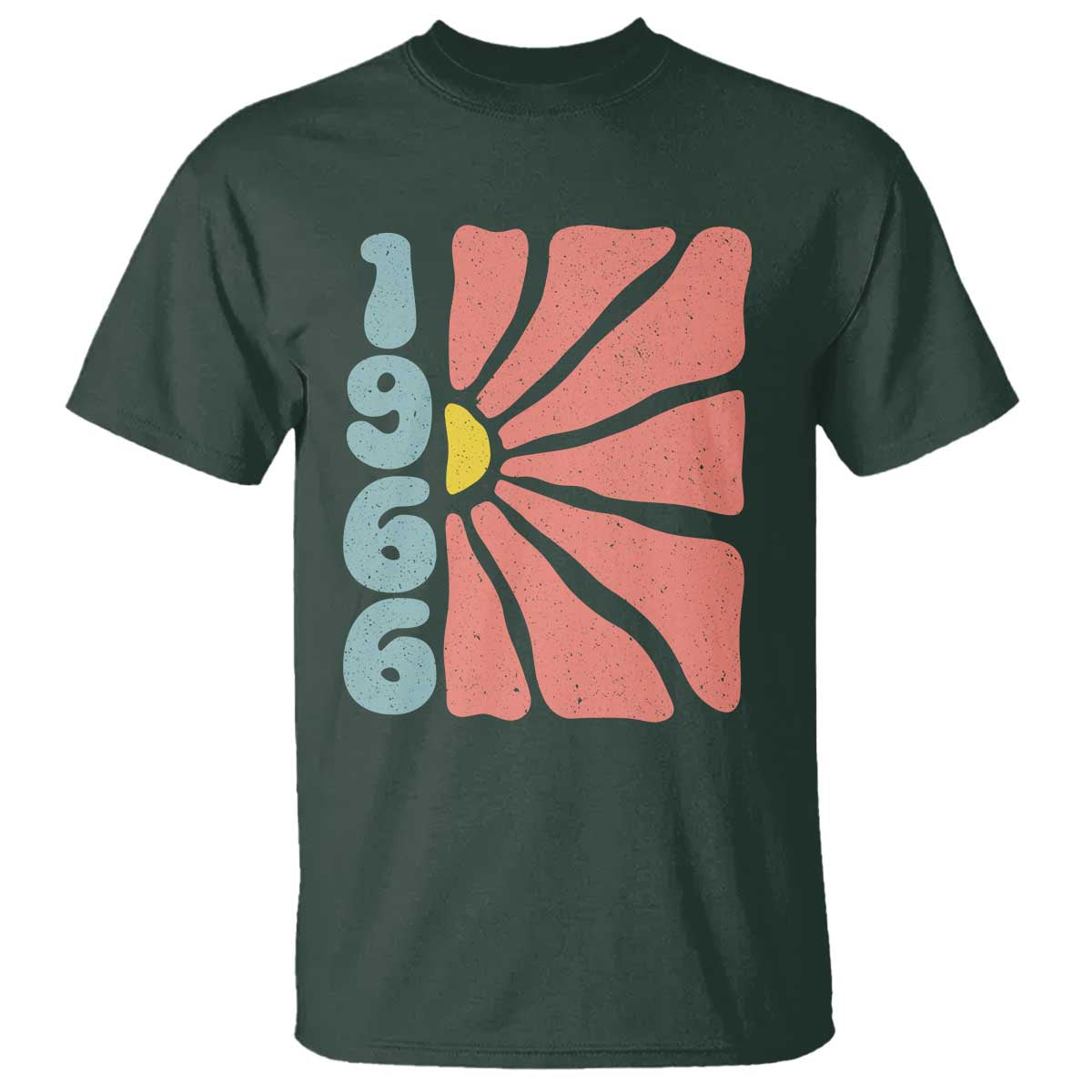 60th Birthday T Shirt Vintage 1966 Boho Flowers 60 Years Old Birthday TS11 Dark Forest Green Print Your Wear