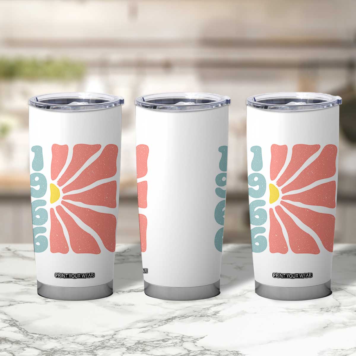 60th Birthday Tumbler Cup Vintage 1966 Boho Flowers 60 Years Old Birthday TS11 Print Your Wear
