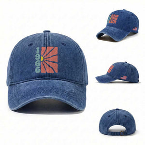 60th Birthday Washed Cotton Baseball Cap Vintage 1966 Boho Flowers 60 Years Old Birthday TS11 Washed Cap Universal Fit Royal Blue Print Your Wear