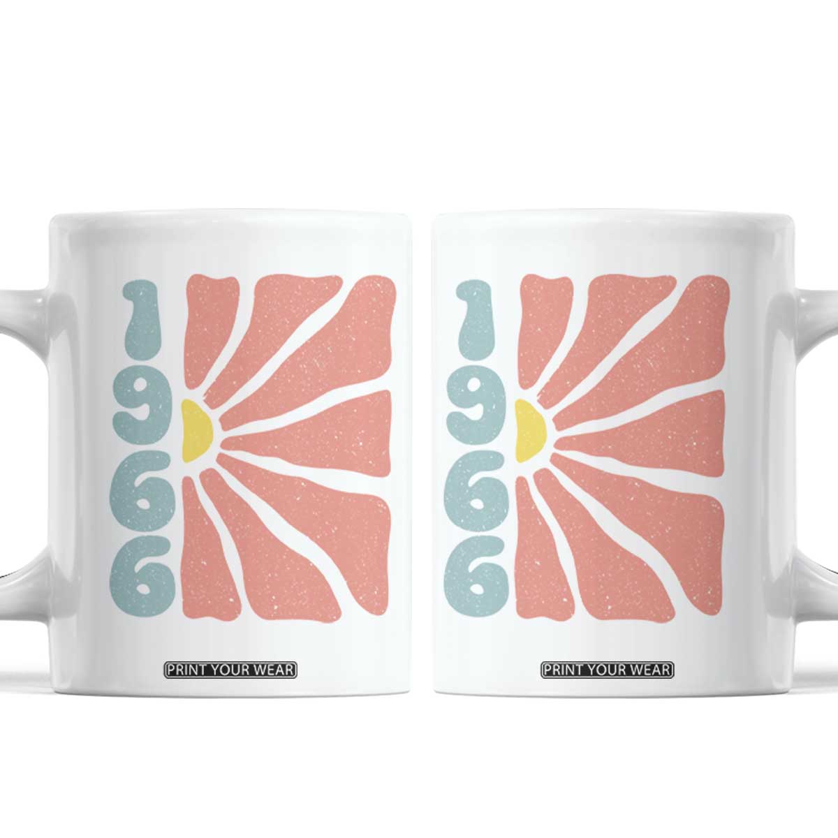 60th Birthday Coffee Mug Vintage 1966 Boho Flowers 60 Years Old Birthday TS11 White Print Your Wear