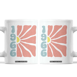 60th Birthday Coffee Mug Vintage 1966 Boho Flowers 60 Years Old Birthday TS11 White Print Your Wear