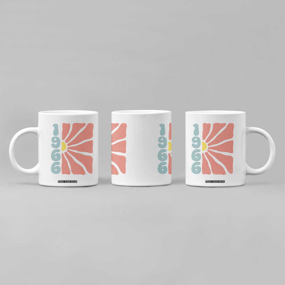 60th Birthday Coffee Mug Vintage 1966 Boho Flowers 60 Years Old Birthday TS11 Print Your Wear
