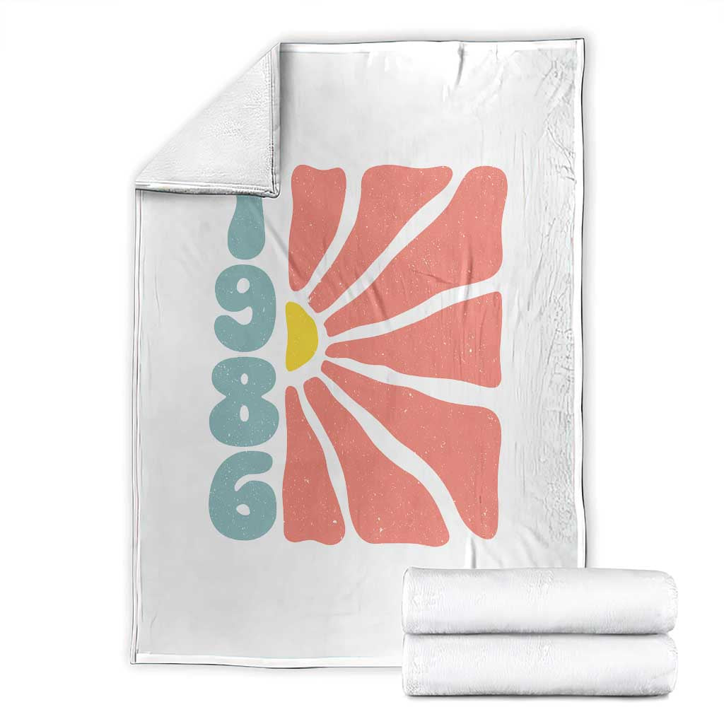 40th Birthday Throw Blanket Vintage 1986 Boho Flowers 40 Years Old Birthday TS11 White Print Your Wear