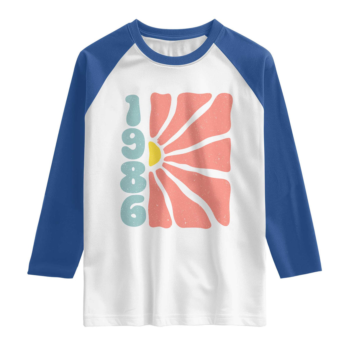 40th Birthday Raglan Shirt Vintage 1986 Boho Flowers 40 Years Old Birthday TS11 White Royal Print Your Wear