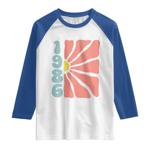 40th Birthday Raglan Shirt Vintage 1986 Boho Flowers 40 Years Old Birthday TS11 White Royal Print Your Wear