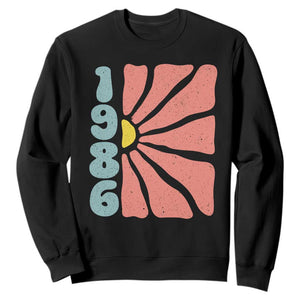 40th Birthday Sweatshirt Vintage 1986 Boho Flowers 40 Years Old Birthday TS11 Black Print Your Wear
