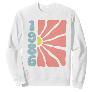 40th Birthday Sweatshirt Vintage 1986 Boho Flowers 40 Years Old Birthday TS11 White Print Your Wear