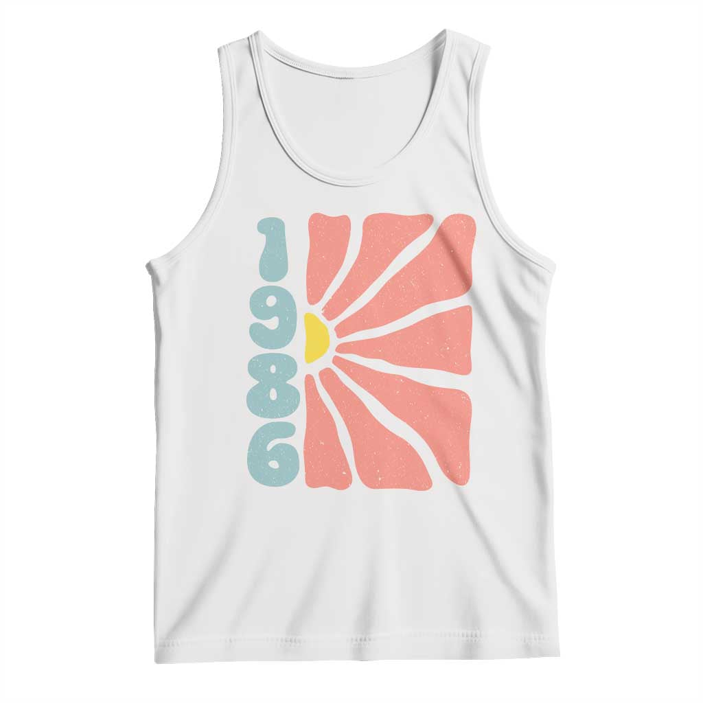 40th Birthday Tank Top Vintage 1986 Boho Flowers 40 Years Old Birthday TS11 White Print Your Wear