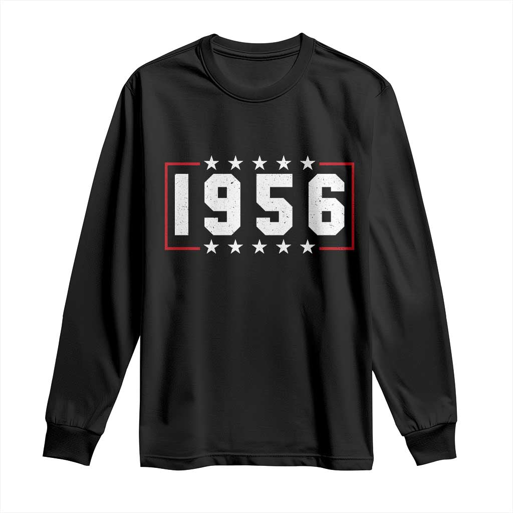70th Birthday Long Sleeve Shirt Vintage 1956 70 Years Old Birthday Stars And Stripes TS11 Black Print Your Wear