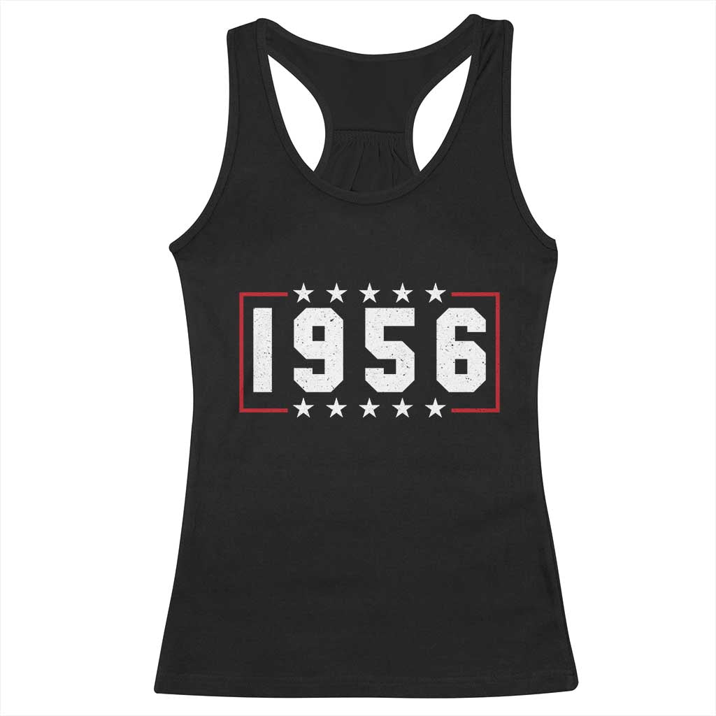 70th Birthday Racerback Tank Top Vintage 1956 70 Years Old Birthday Stars And Stripes TS11 Black Print Your Wear