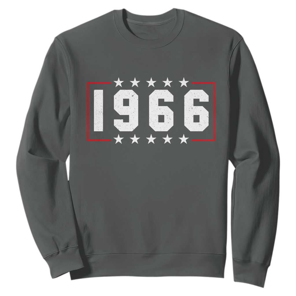 60th Birthday Sweatshirt Vintage 1966 60 Years Old Birthday Stars And Stripes TS11 Dark Heather Print Your Wear