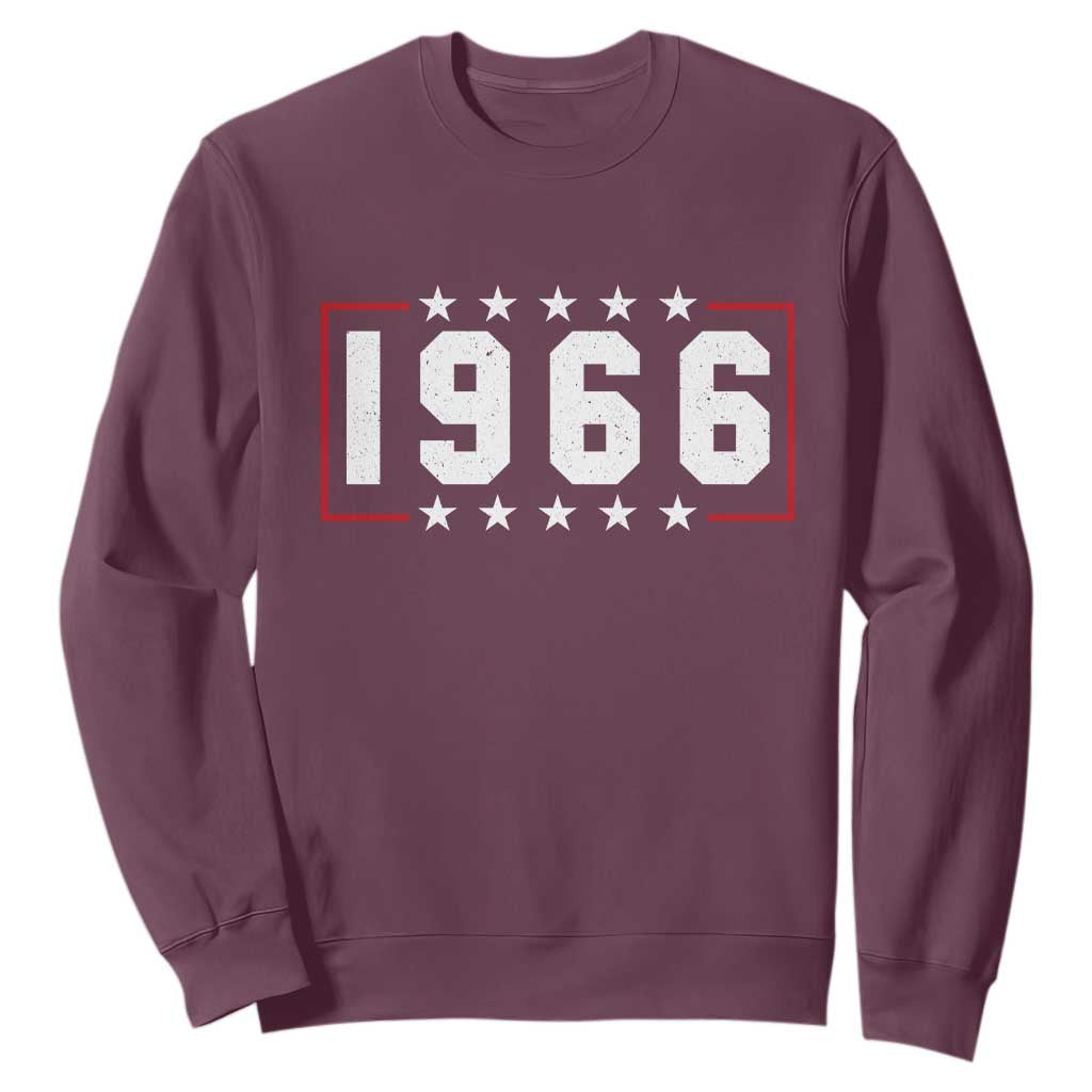 60th Birthday Sweatshirt Vintage 1966 60 Years Old Birthday Stars And Stripes TS11 Maroon Print Your Wear