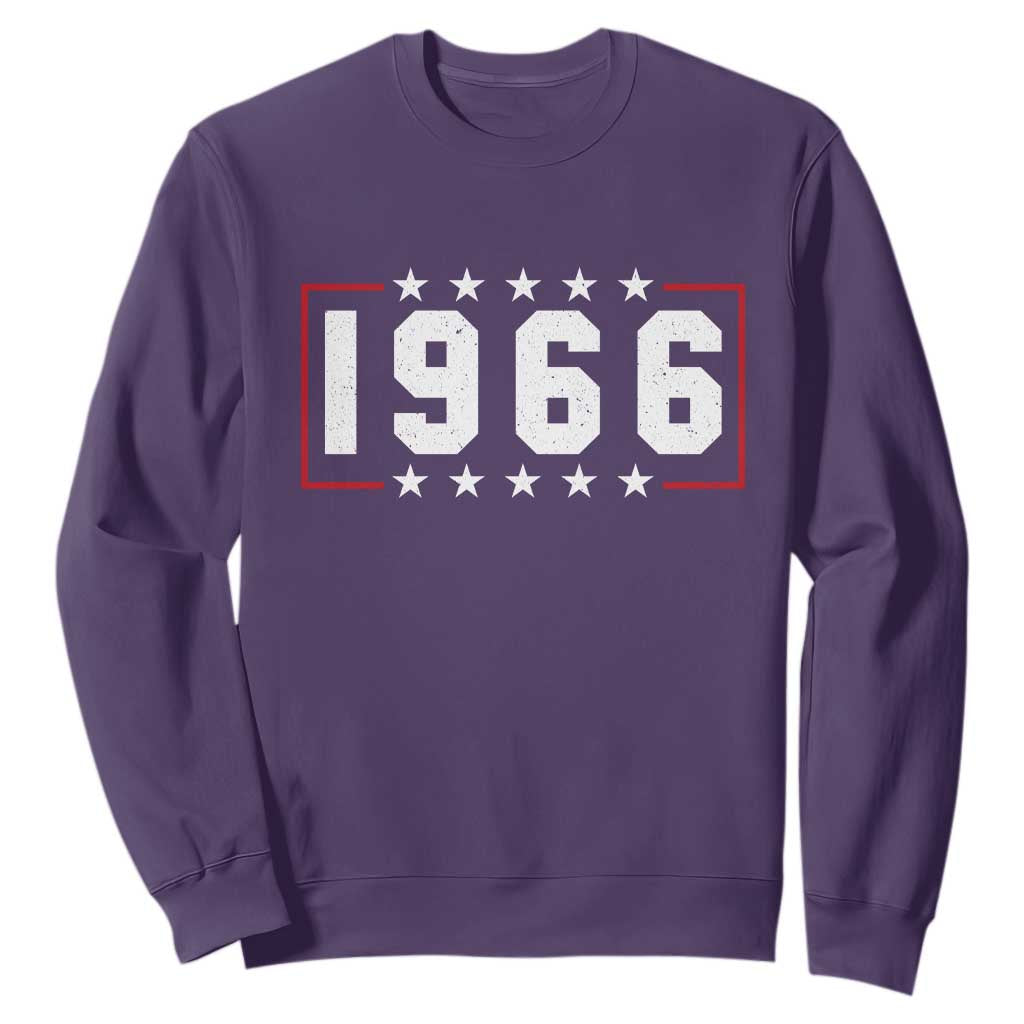 60th Birthday Sweatshirt Vintage 1966 60 Years Old Birthday Stars And Stripes TS11 Purple Print Your Wear