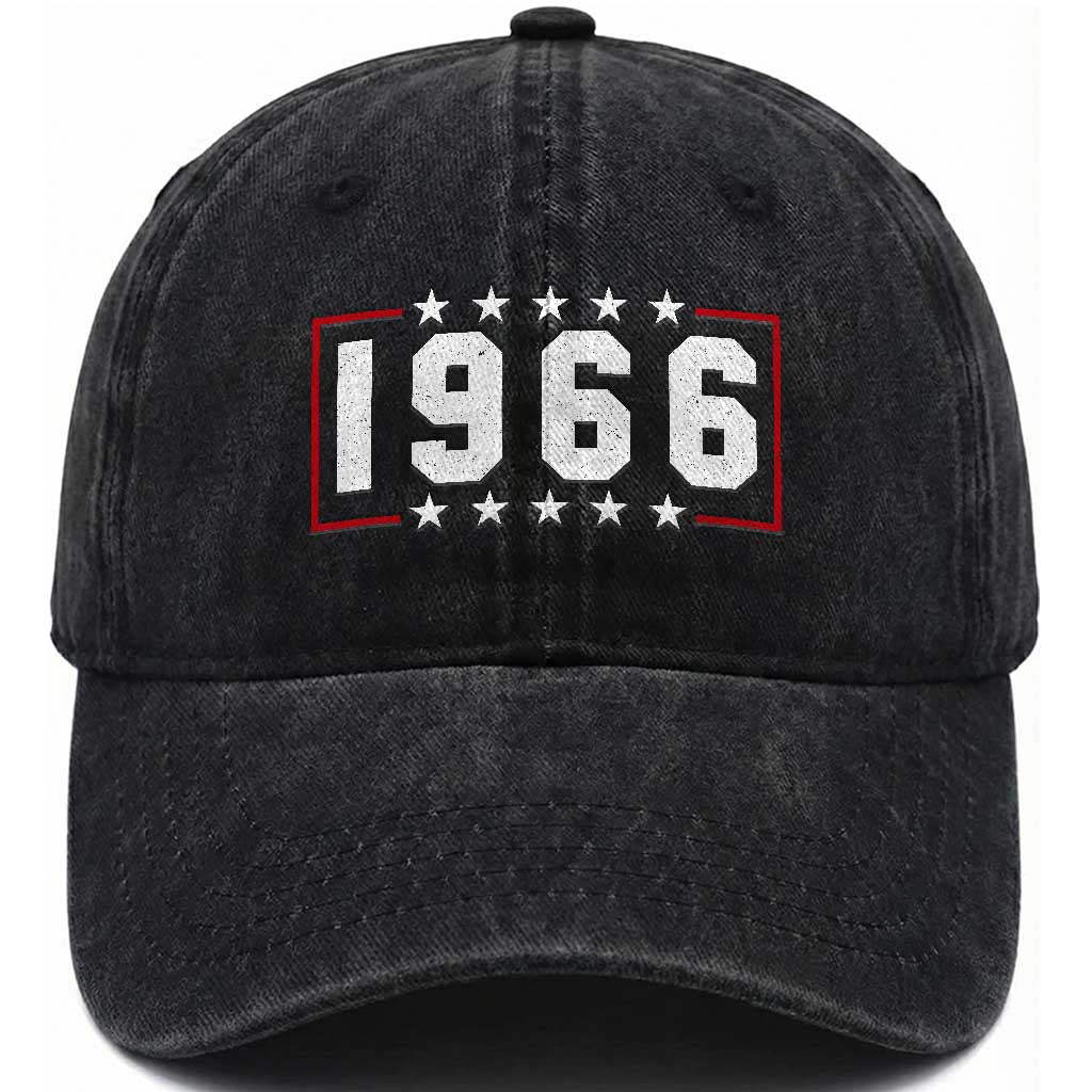60th Birthday Washed Cotton Baseball Cap Vintage 1966 60 Years Old Birthday Stars And Stripes TS11 Print Your Wear