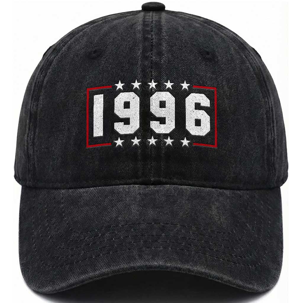 30th Birthday Washed Cotton Baseball Cap Vintage 1996 30 Years Old Birthday Stars And Stripes TS11 Print Your Wear