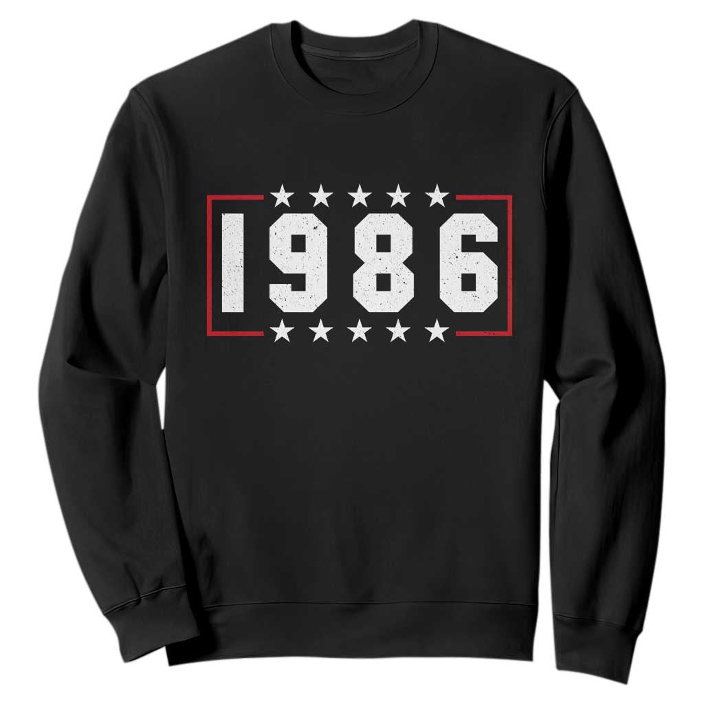 40th Birthday Sweatshirt Vintage 1986 40 Years Old Birthday Stars And Stripes TS11 Black Print Your Wear