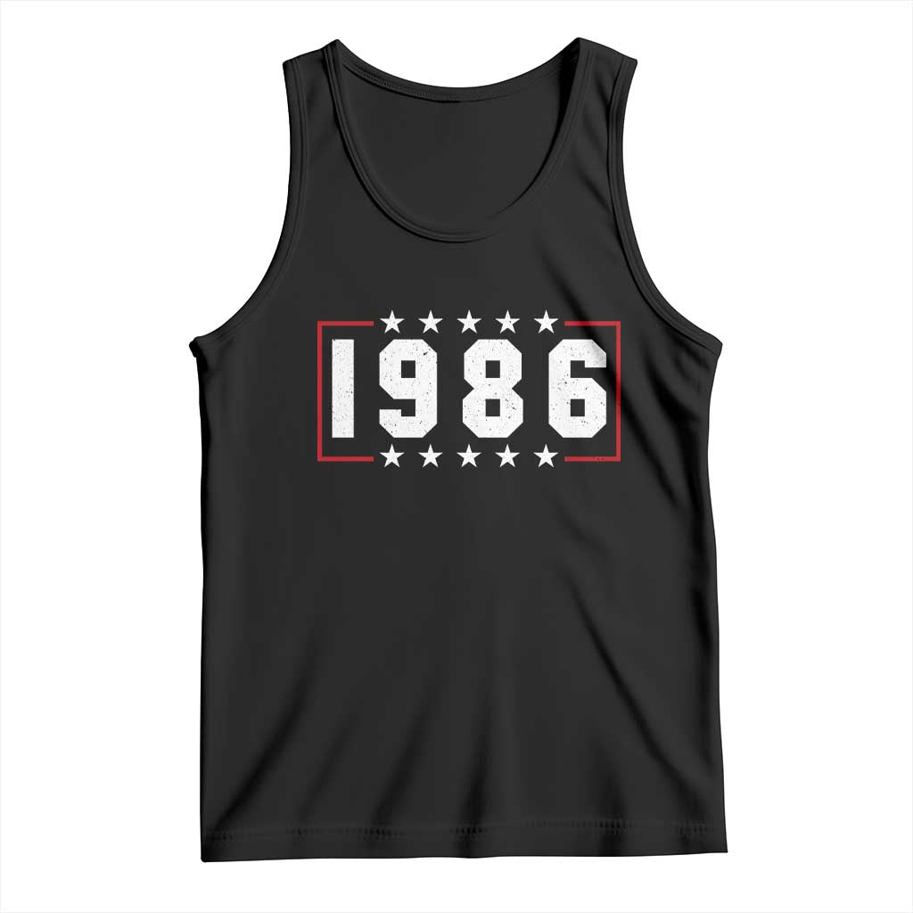 40th Birthday Tank Top Vintage 1986 40 Years Old Birthday Stars And Stripes TS11 Black Print Your Wear