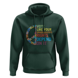 Vote Like Your Granddaughter's Rights Depend On It Hoodie Boho Floral Peace Sign TS11 Dark Forest Green Print Your Wear