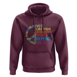 Vote Like Your Granddaughter's Rights Depend On It Hoodie Boho Floral Peace Sign TS11 Maroon Print Your Wear