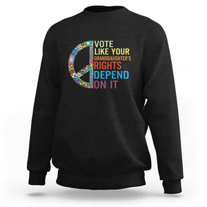 Vote Like Your Granddaughter's Rights Depend On It Sweatshirt Boho Floral Peace Sign TS11 Black Print Your Wear