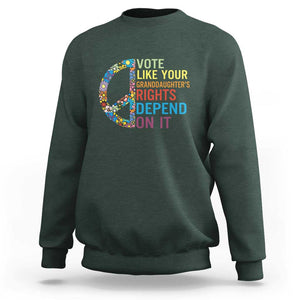 Vote Like Your Granddaughter's Rights Depend On It Sweatshirt Boho Floral Peace Sign TS11 Dark Forest Green Print Your Wear