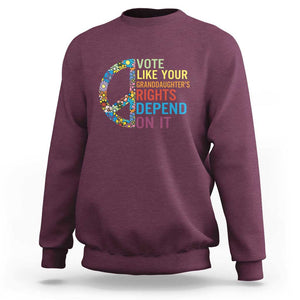 Vote Like Your Granddaughter's Rights Depend On It Sweatshirt Boho Floral Peace Sign TS11 Maroon Print Your Wear