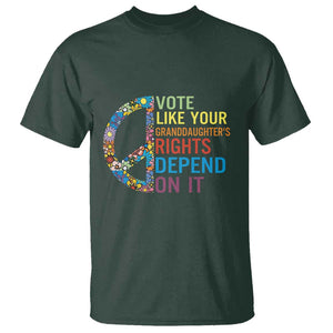 Vote Like Your Granddaughter's Rights Depend On It T Shirt Boho Floral Peace Sign TS11 Dark Forest Green Print Your Wear