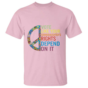 Vote Like Your Granddaughter's Rights Depend On It T Shirt Boho Floral Peace Sign TS11 Light Pink Print Your Wear