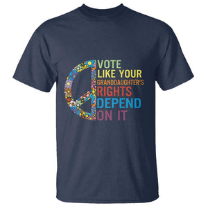 Vote Like Your Granddaughter's Rights Depend On It T Shirt Boho Floral Peace Sign TS11 Navy Print Your Wear