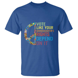 Vote Like Your Granddaughter's Rights Depend On It T Shirt Boho Floral Peace Sign TS11 Royal Blue Print Your Wear