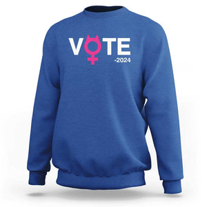 Funny Vote 2024 Sweatshirt Cat Woman Sign Harris President 2024 TS11 Royal Blue Print Your Wear