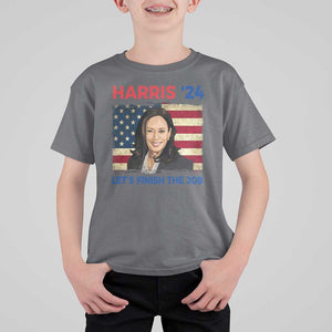 Kamala 2024 T Shirt For Kid Harris'24 Let's Finish The Job USA Flag TS11 Charcoal Print Your Wear