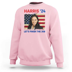 Kamala 2024 Sweatshirt Harris'24 Let's Finish The Job USA Flag TS11 Light Pink Print Your Wear