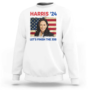 Kamala 2024 Sweatshirt Harris'24 Let's Finish The Job USA Flag TS11 White Print Your Wear