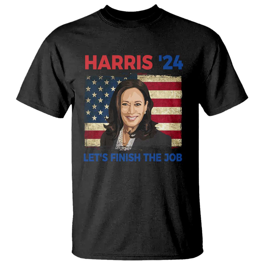 Kamala 2024 T Shirt Harris'24 Let's Finish The Job USA Flag TS11 Black Print Your Wear