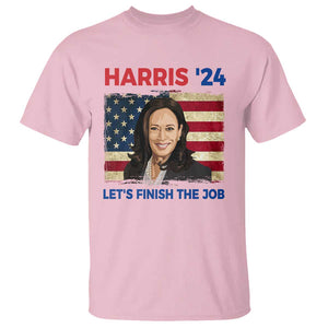 Kamala 2024 T Shirt Harris'24 Let's Finish The Job USA Flag TS11 Light Pink Print Your Wear