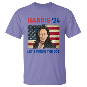 Kamala 2024 T Shirt Harris'24 Let's Finish The Job USA Flag TS11 Violet Print Your Wear