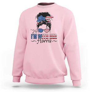 I'm With Her Harris Sweatshirt Kamala Support President 2024 USA Flag TS11 Light Pink Print Your Wear