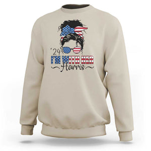 I'm With Her Harris Sweatshirt Kamala Support President 2024 USA Flag TS11 Sand Print Your Wear