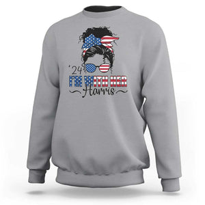 I'm With Her Harris Sweatshirt Kamala Support President 2024 USA Flag TS11 Sport Gray Print Your Wear