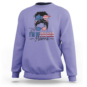 I'm With Her Harris Sweatshirt Kamala Support President 2024 USA Flag TS11 Violet Print Your Wear