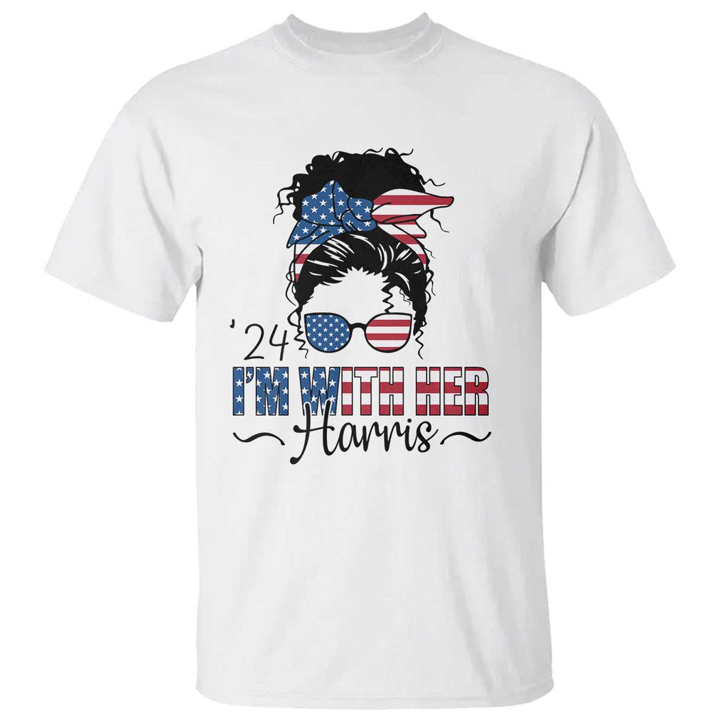 I'm With Her Harris T Shirt Kamala Support President 2024 USA Flag TS11 White Print Your Wear