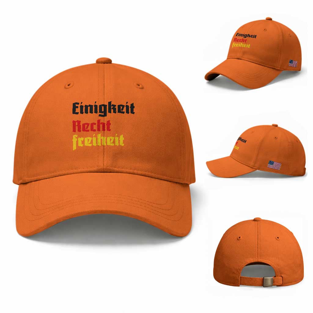 German Heritage Baseball Cap Einigkeit Recht Freiheit Germany Flag TS11 Baseball Cap Universal Fit Orange Print Your Wear