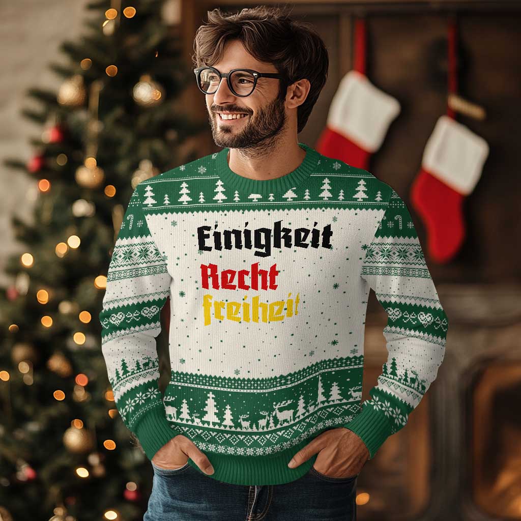 German Heritage Ugly Christmas Sweater Einigkeit Recht Freiheit Germany Flag TS11 Beige Green Print Your Wear